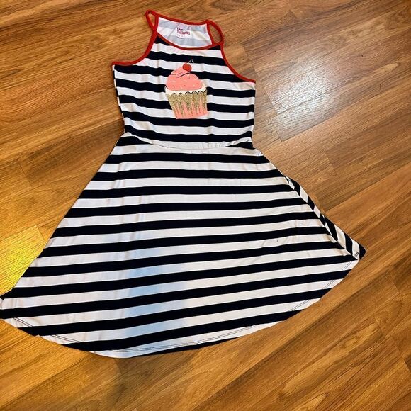 Epic Threads girls navy blue and white striped dress size medium - Picture 2 of 10